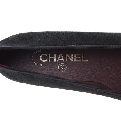 Chanel Suede Patent Cap Toe CC Ballerina Flats 36.5 Black 7 of 9