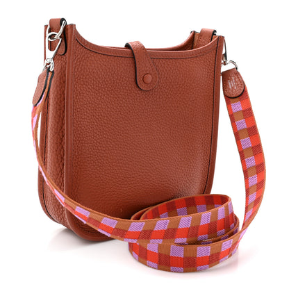 Hermes Taurillon Clemence Maxi Quadrille Evelyne TPM Cuivre Capucine Parme Rouge Duchess 3 of 13
