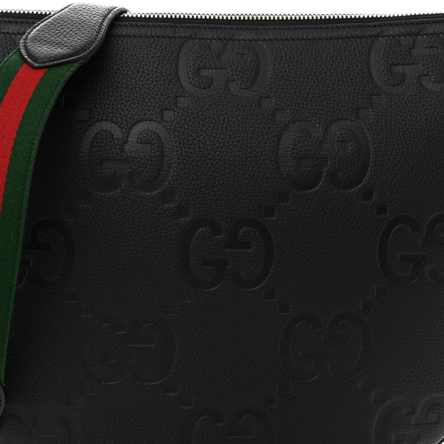 GG Jumbo Calfskin Emblem Shoulder Bag Black