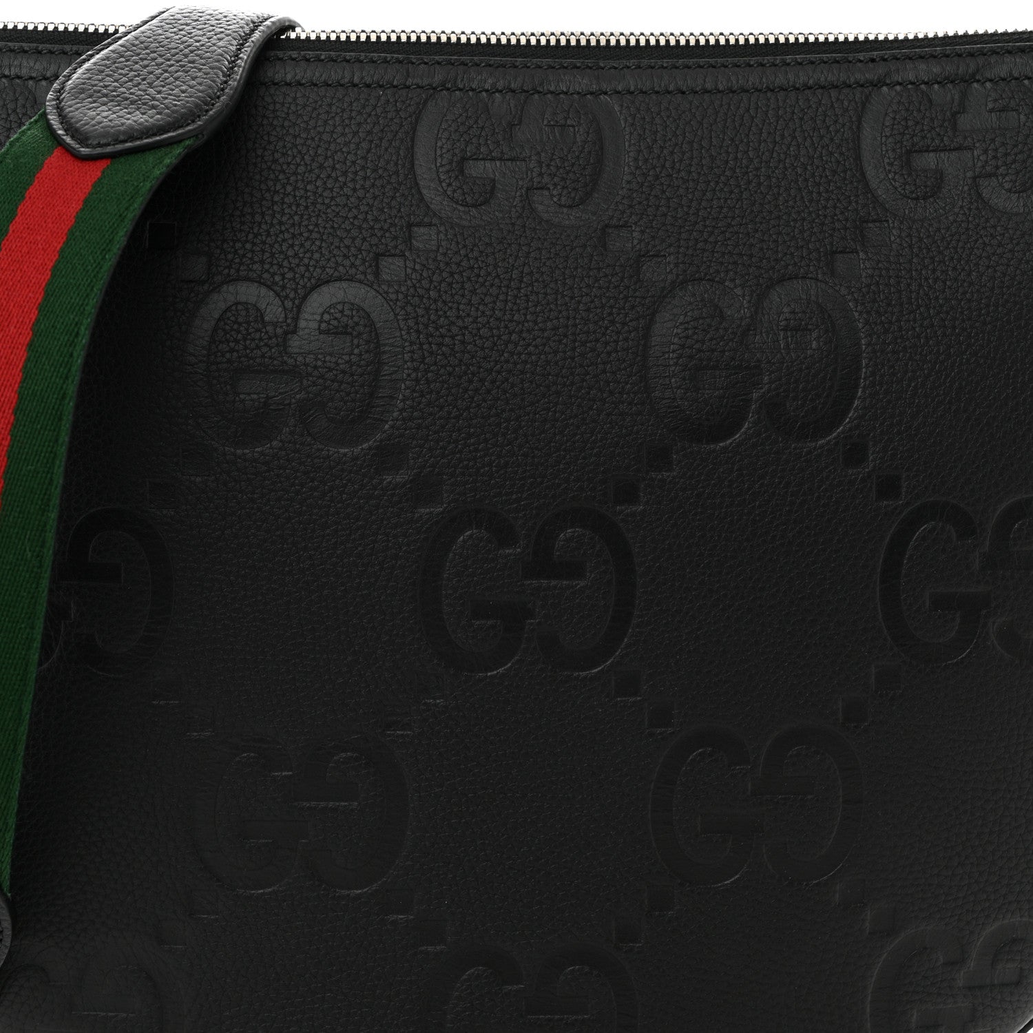 Gucci GG Jumbo Calfskin Emblem Shoulder Bag Black 8 of 10