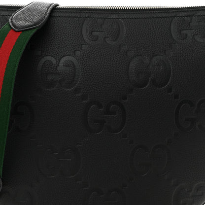 Gucci GG Jumbo Calfskin Emblem Shoulder Bag Black 8 of 10