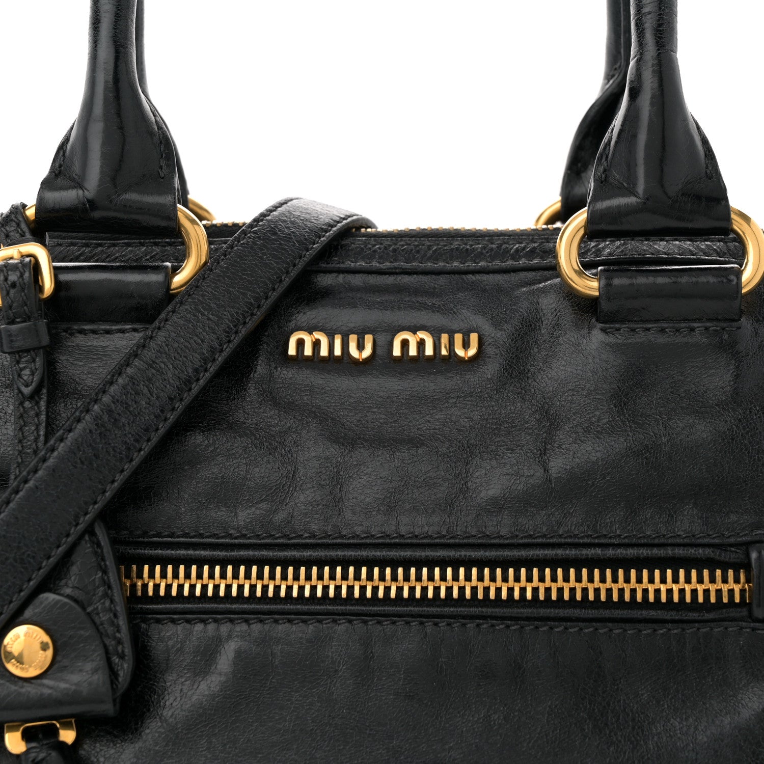 Miu Miu Vitello Shine Zip Tote Black 7 of 11