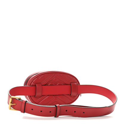 Gucci Calfskin Matelasse GG Marmont Belt Bag 95 38 Hibiscus Red 3 of 11