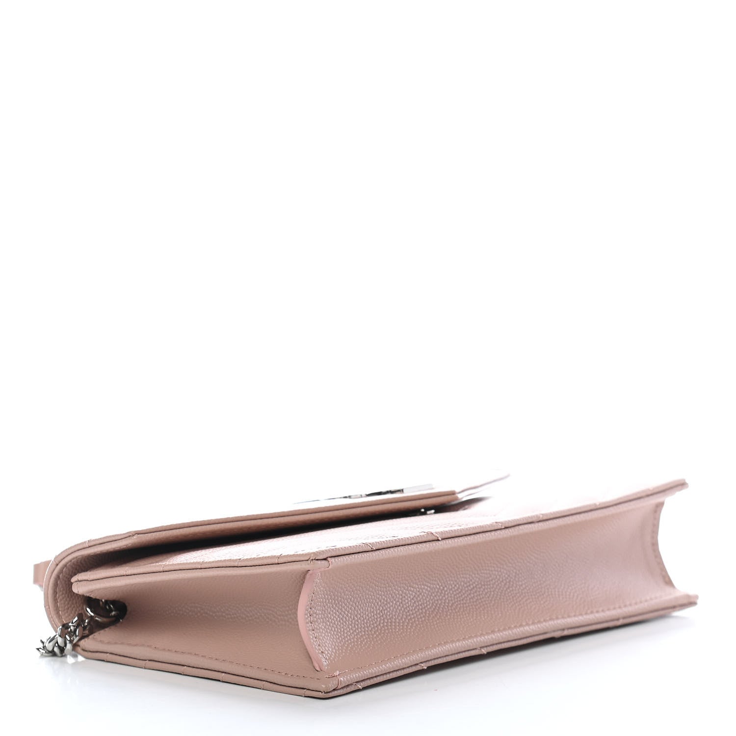Saint Laurent Grain De Poudre Matelasse Chevron Monogram Envelope Chain Wallet Pale Pink 3 of 7