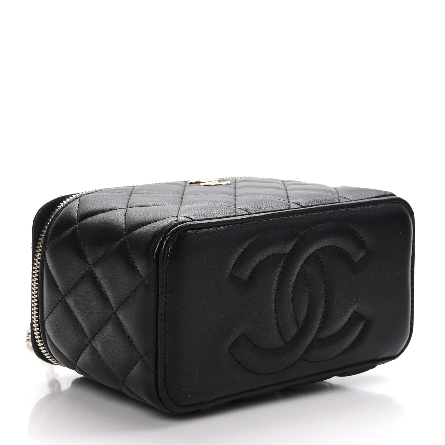 Chanel Lambskin Quilted Small Top Handle Vanity Case With Chain Black 4 of 13