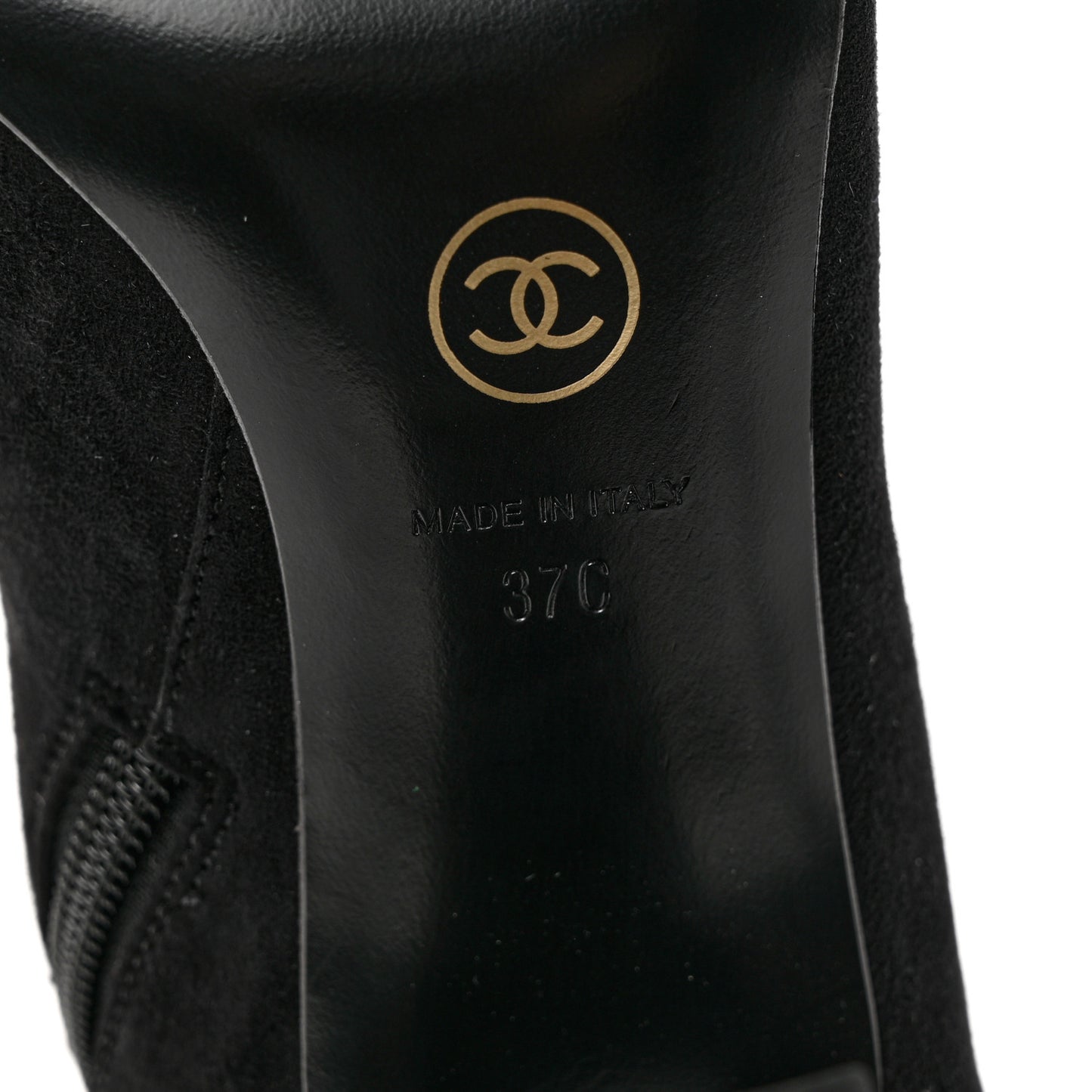 Suede Calfskin Patent Cap Toe High Boots 37 Black