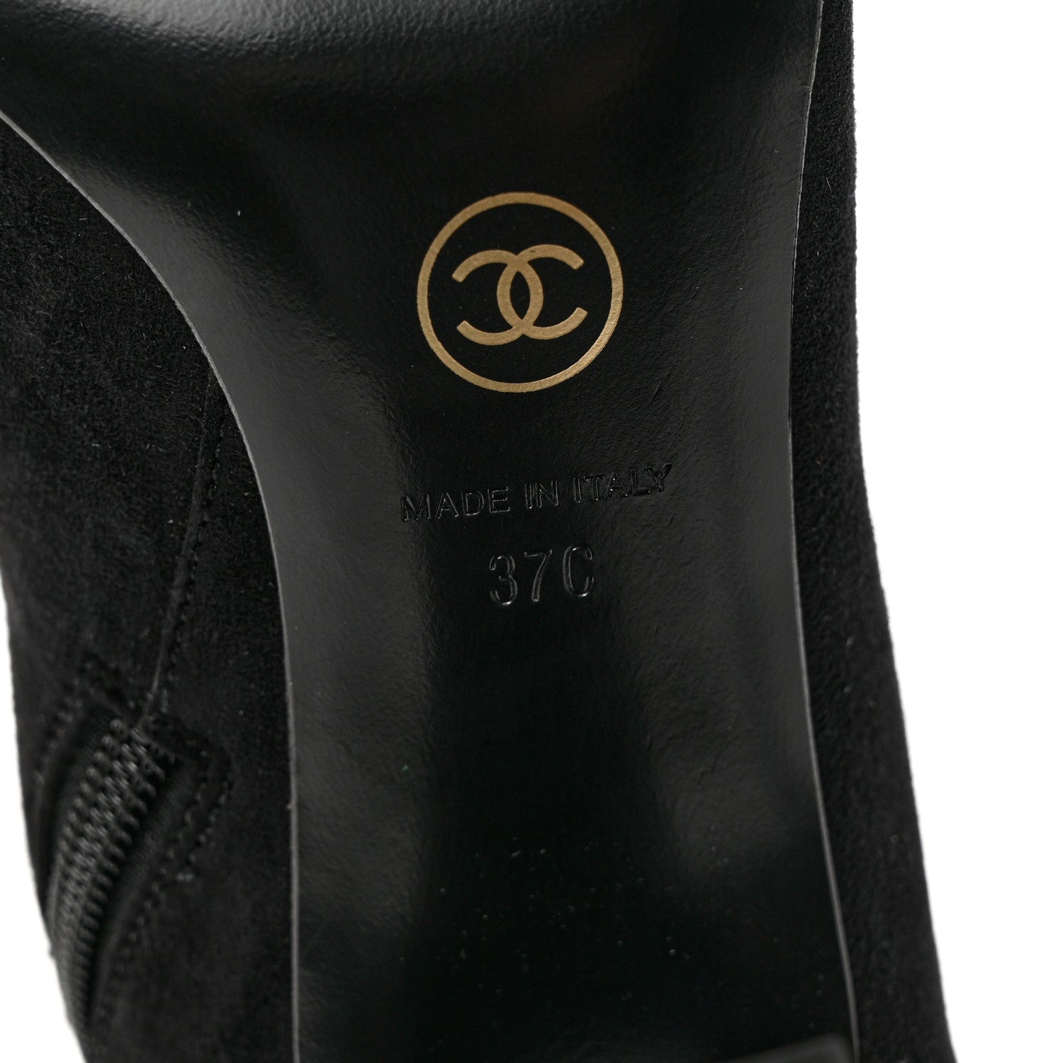 Chanel Suede Calfskin Patent Cap Toe High Boots 37 Black 6 of 8