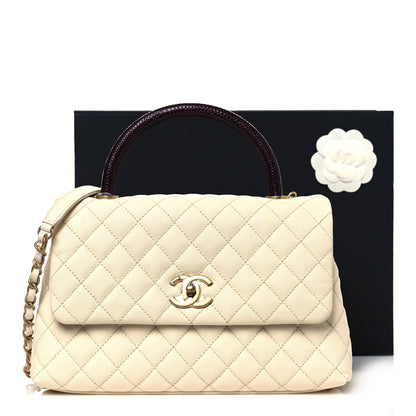 Chanel Caviar Lizard Quilted Small Coco Handle Flap Ivory 11 of 11