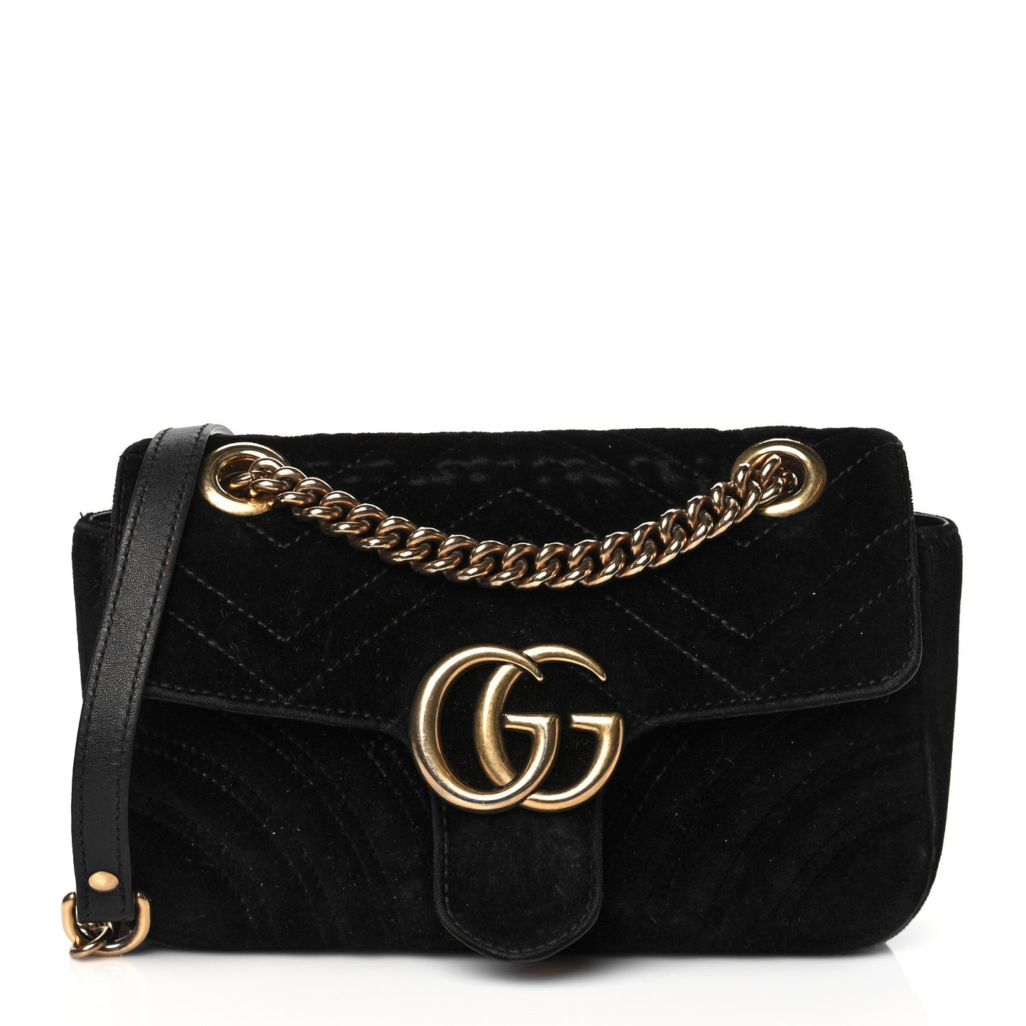 Velvet Matelasse Mini GG Marmont Shoulder Bag Black