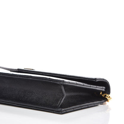 Saint Laurent Grain De Poudre Matelasse Chevron Monogram Envelope Chain Wallet Black 9 of 9