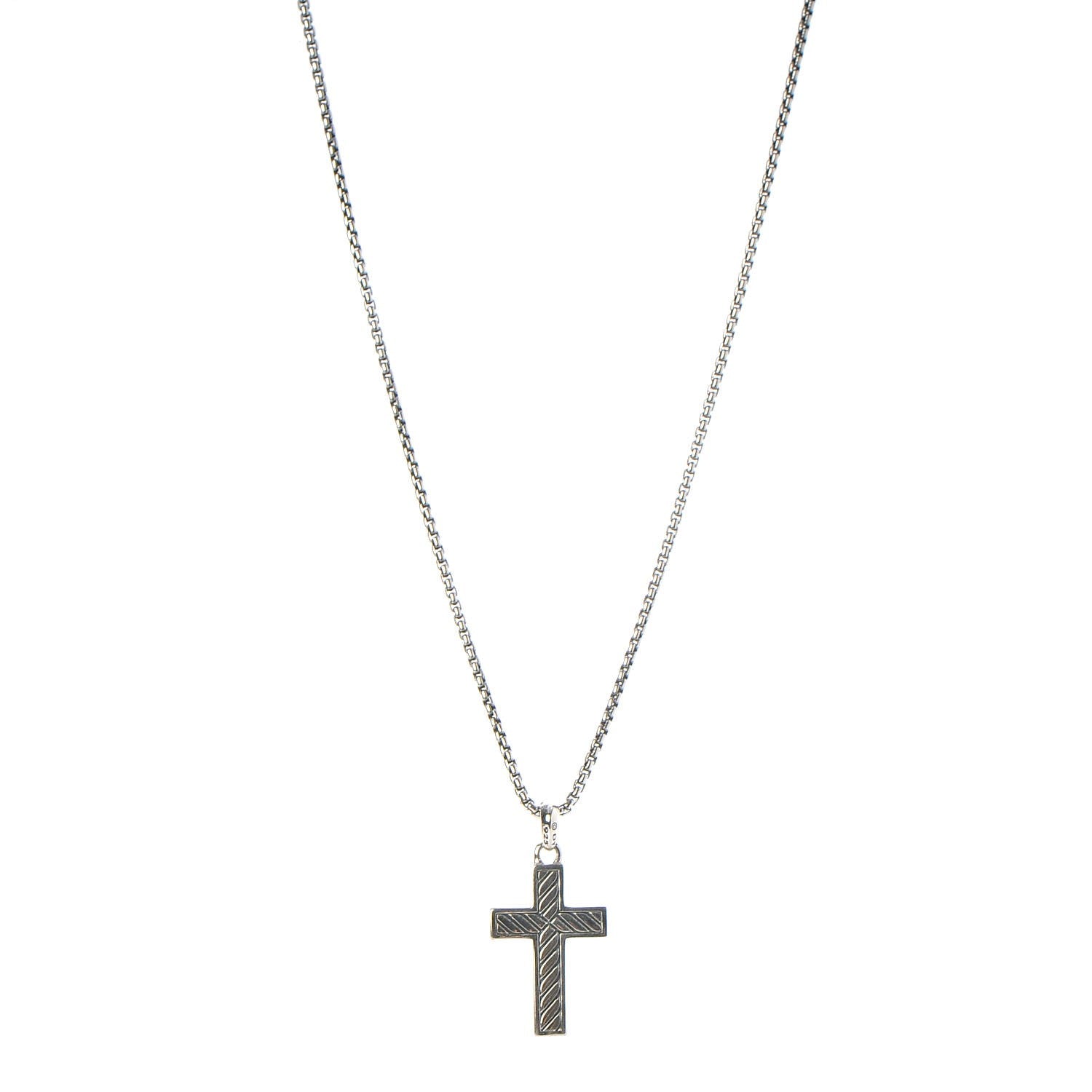 David Yurman Sterling Silver 14K Yellow Gold Black Diamond Cross Pendant Necklace 3 of 8