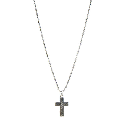 David Yurman Sterling Silver 14K Yellow Gold Black Diamond Cross Pendant Necklace 3 of 8