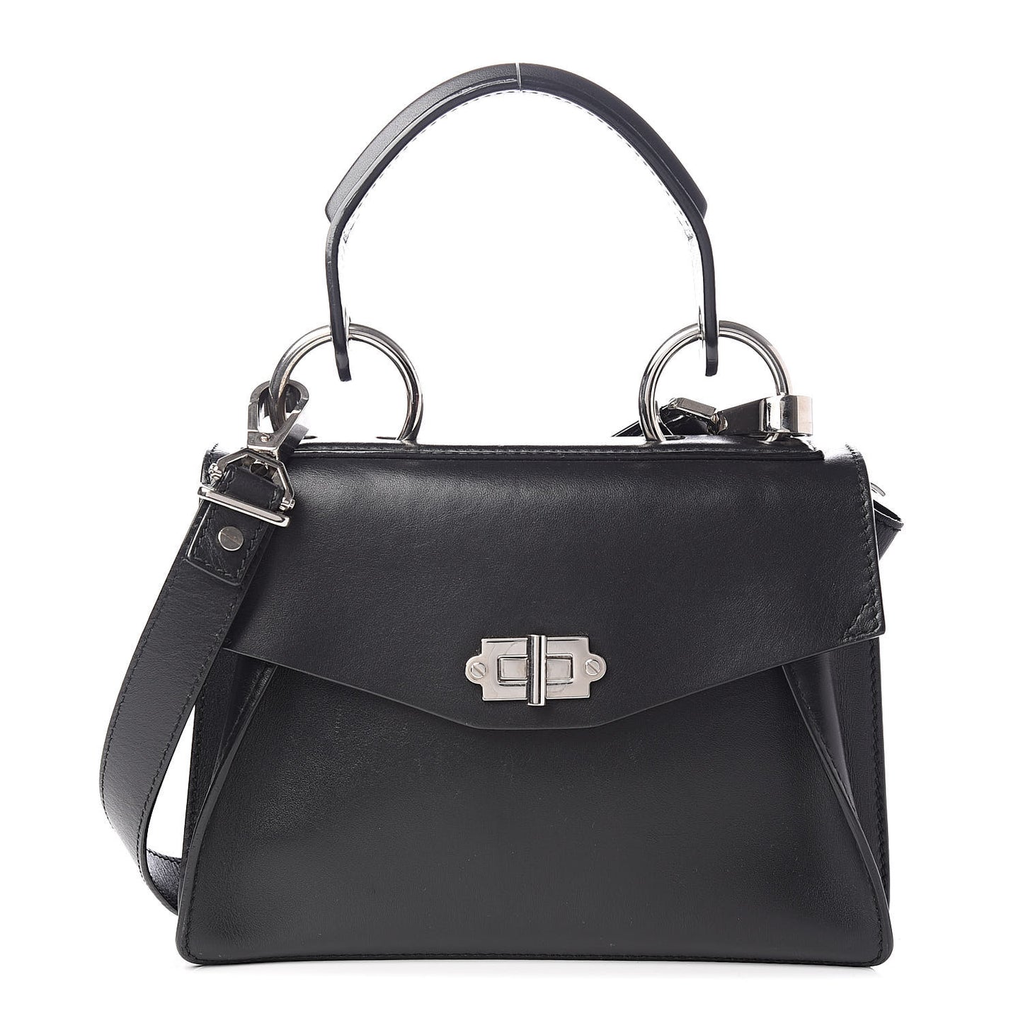 Calfskin Small Hava Top Handle Bag Black