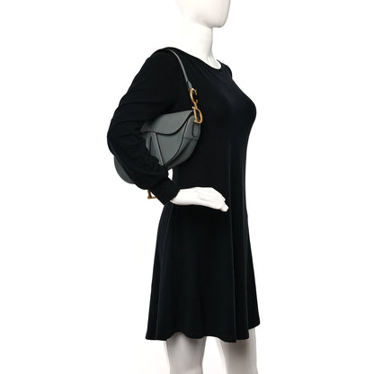 Christian Dior Grained Calfskin Saddle Bag Grey 2 of 9