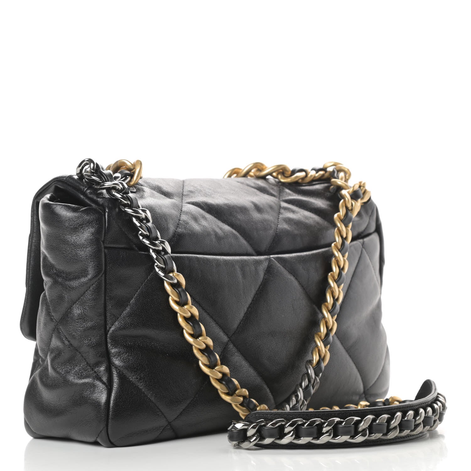 Chanel Goatskin Quilted Large Chanel 19 Flap Black 3 of 11