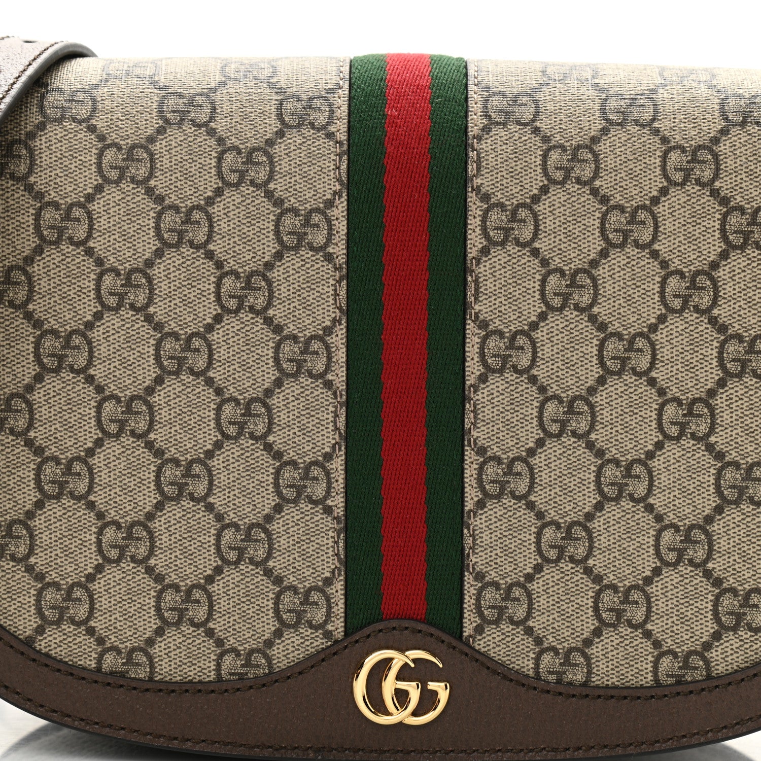 Gucci GG Supreme Monogram Web Small Ophidia Flap Messenger Bag Brown 8 of 10