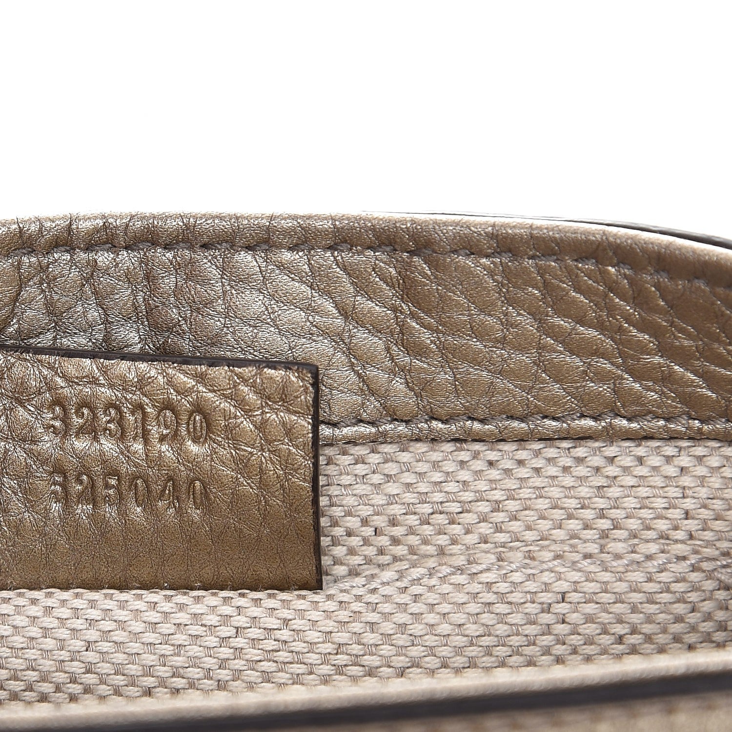 Gucci Metallic Pebbled Calfskin Small Soho Flap Crossbody Golden Beige 7 of 7