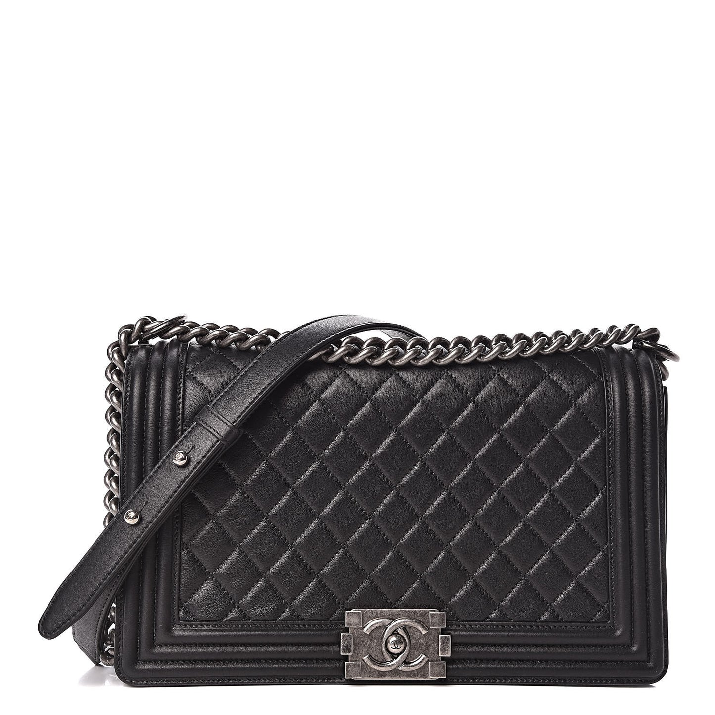 Calfskin Quilted New Medium Boy Flap Black