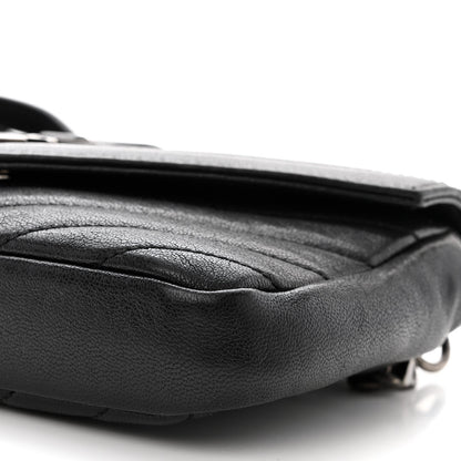 Saint Laurent Sheepskin Matelasse Chevron Monogram College Chain Wallet Black 10 of 12