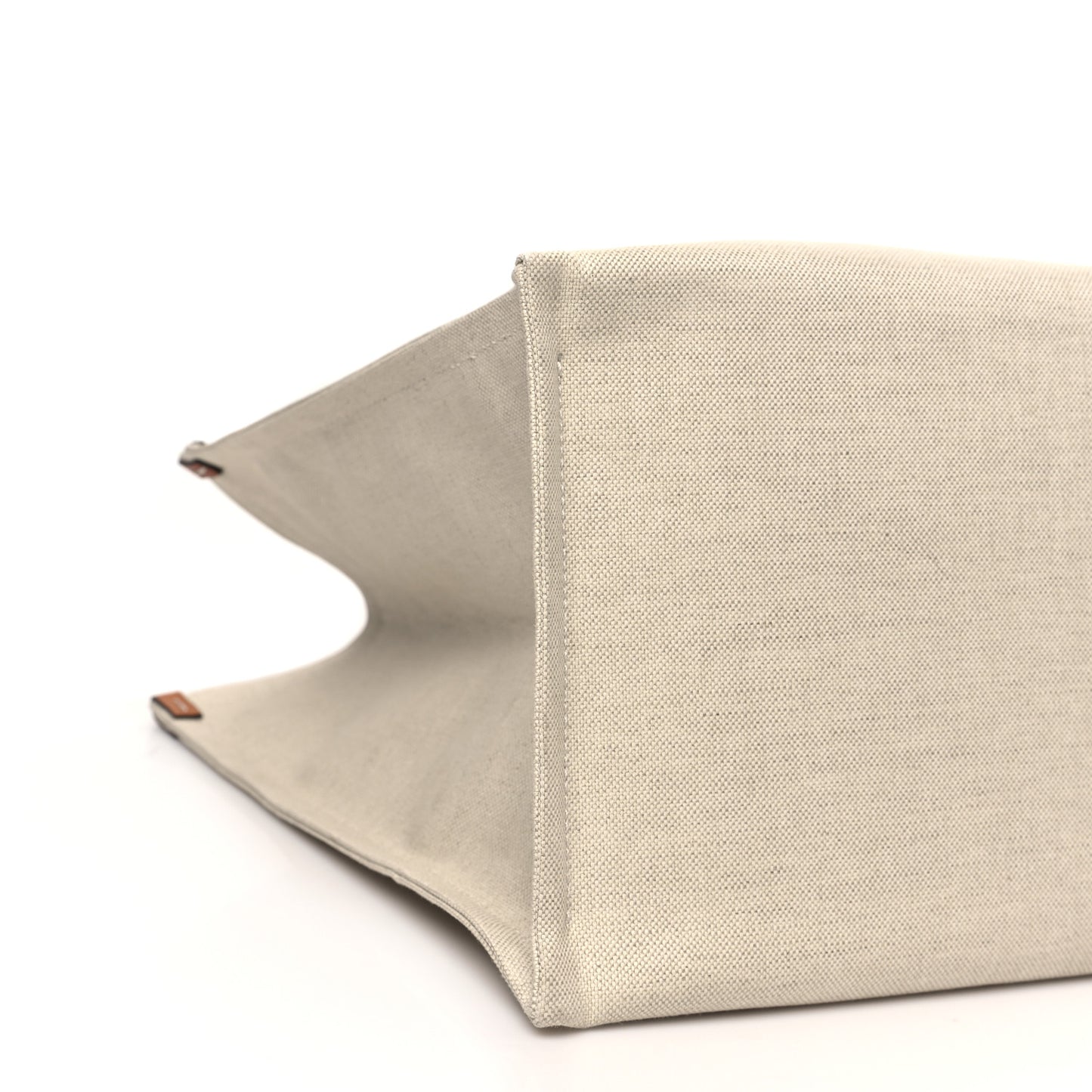 Canvas Calfskin Logo Maxi Tote Bag Beige Light Brown