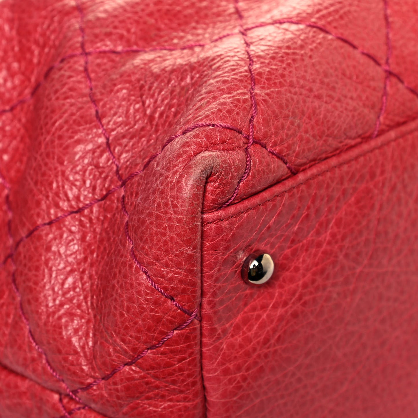 Glazed Calfskin Large On The Road Tote Red