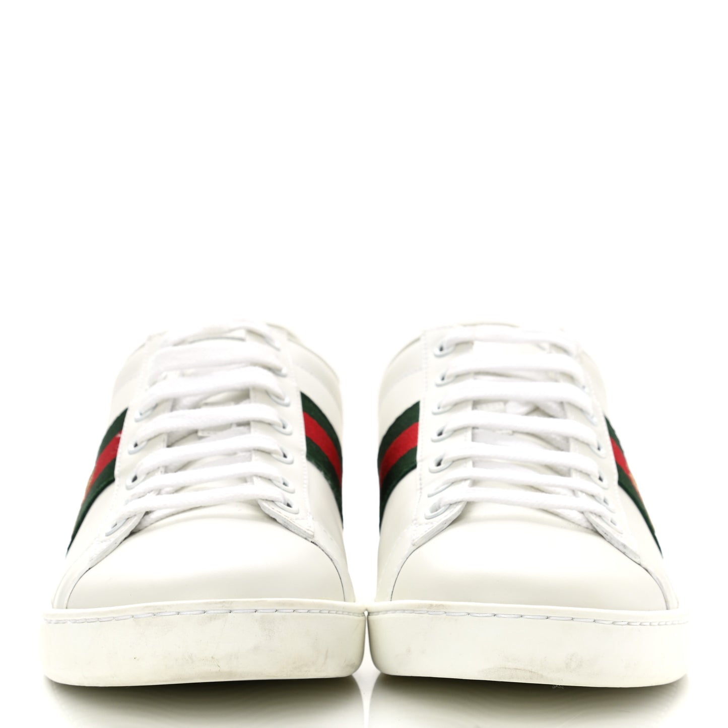 Calfskin Ayers Bee Embroidered Womens Ace Sneakers 38.5 White Green