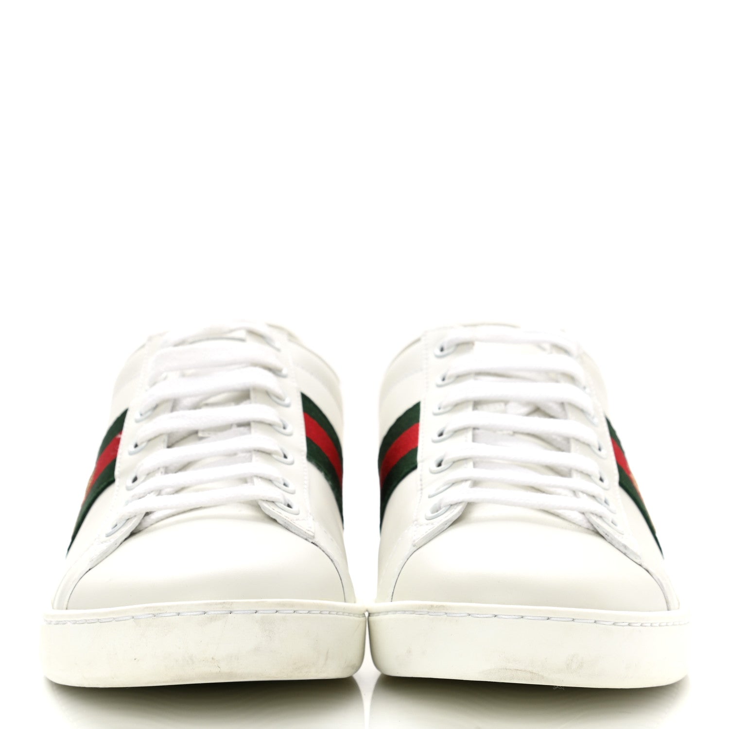 Gucci Calfskin Ayers Bee Embroidered Womens Ace Sneakers 38.5 White Green 2 of 11