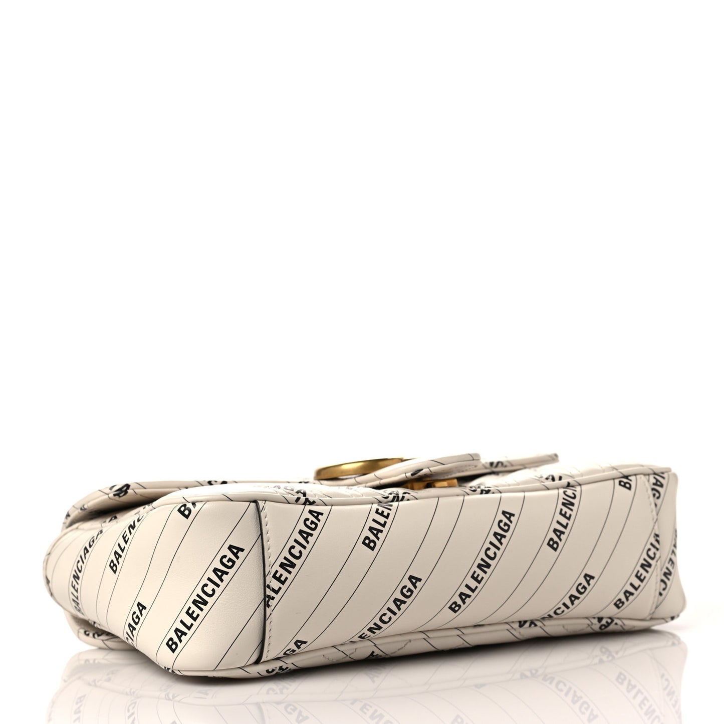 X BALENCIAGA Calfskin Matelasse Logo Print Small GG Marmont Shoulder Bag White