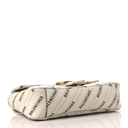 Gucci X BALENCIAGA Calfskin Matelasse Logo Print Small GG Marmont Shoulder Bag White 4 of 11