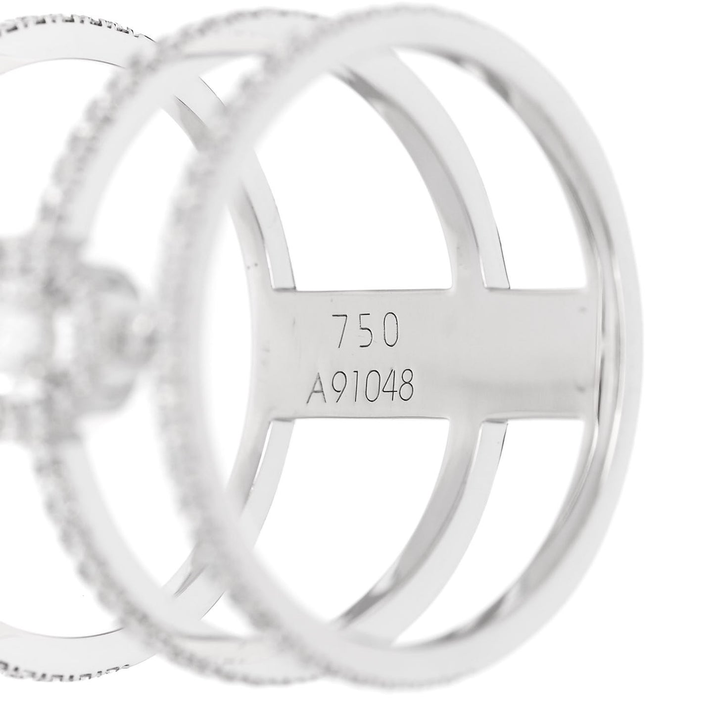 18K White Gold Diamond Glamazone 3 Row Pave Ring 54 6.75