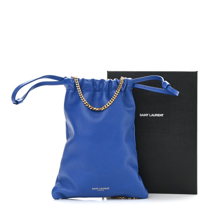 Saint Laurent Lambskin Paris Drawstring Pouch Bleu Majorelle 11 of 11