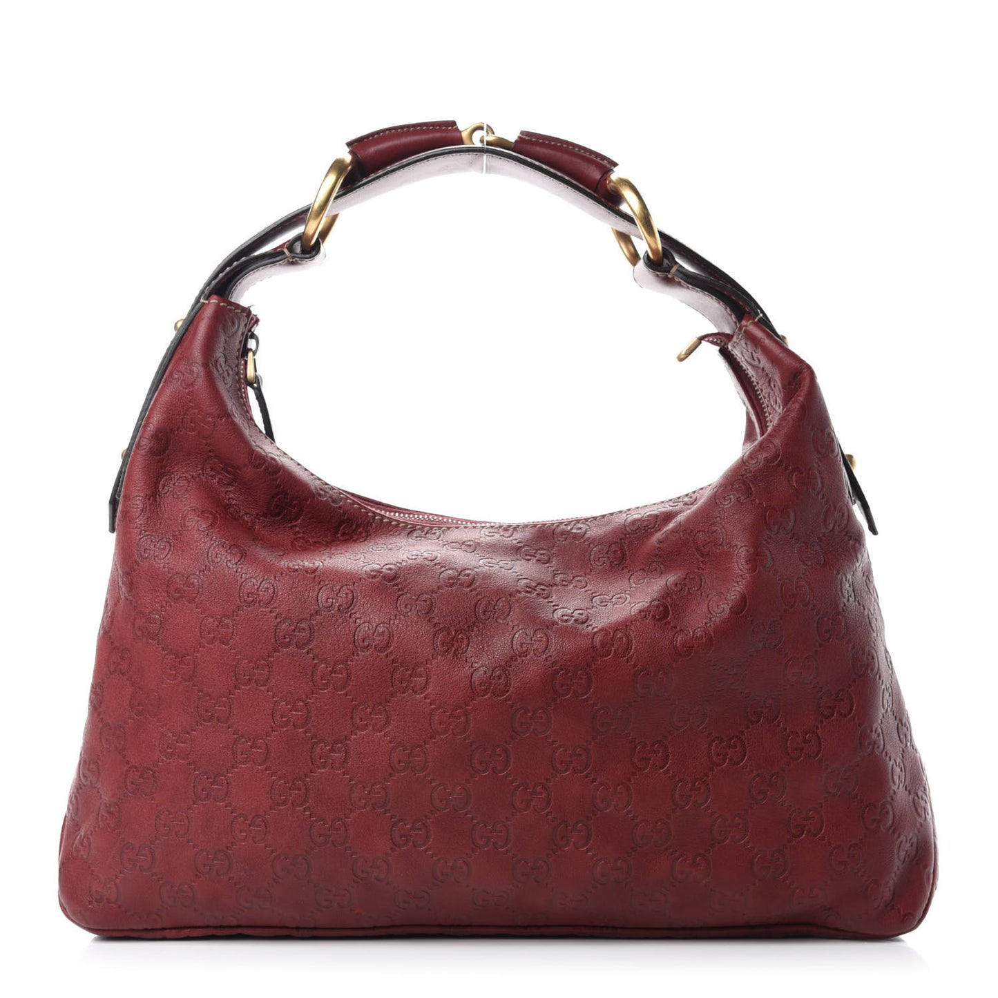 Guccissima Medium Horsebit Chain Hobo Red