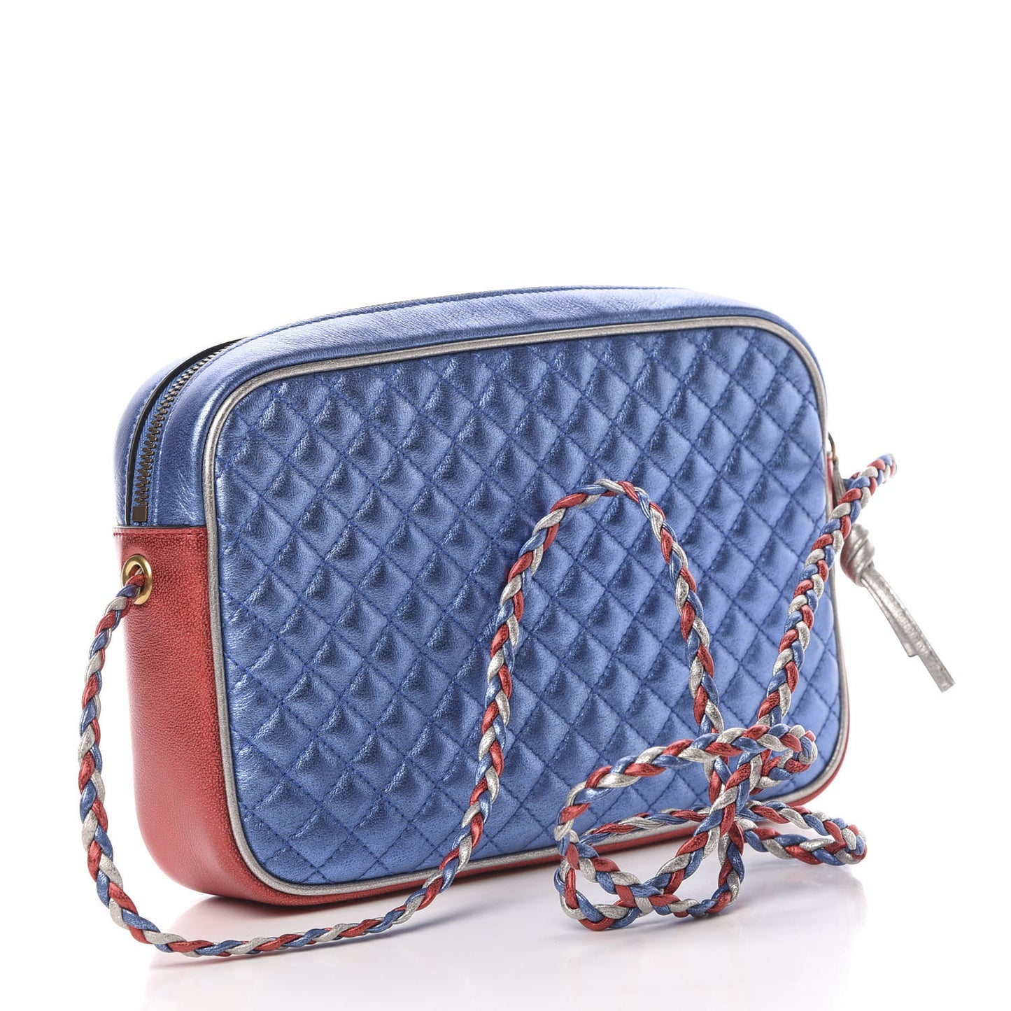 Laminated Nappa Trapuntata Small Zumi Shoulder Bag Rosso Marine Argento
