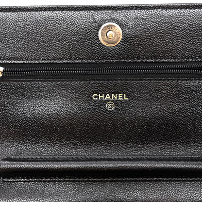 Chanel Caviar Quilted Studded CC Wallet on Chain WOC Black 6 of 12