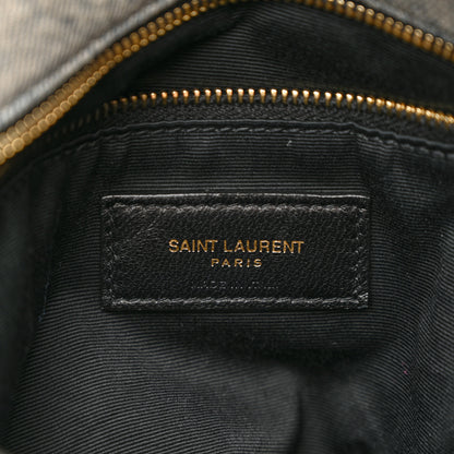 Saint Laurent Denim Quilted Small Loulou Puffer Monogram Chain Satchel Azur 6 of 11