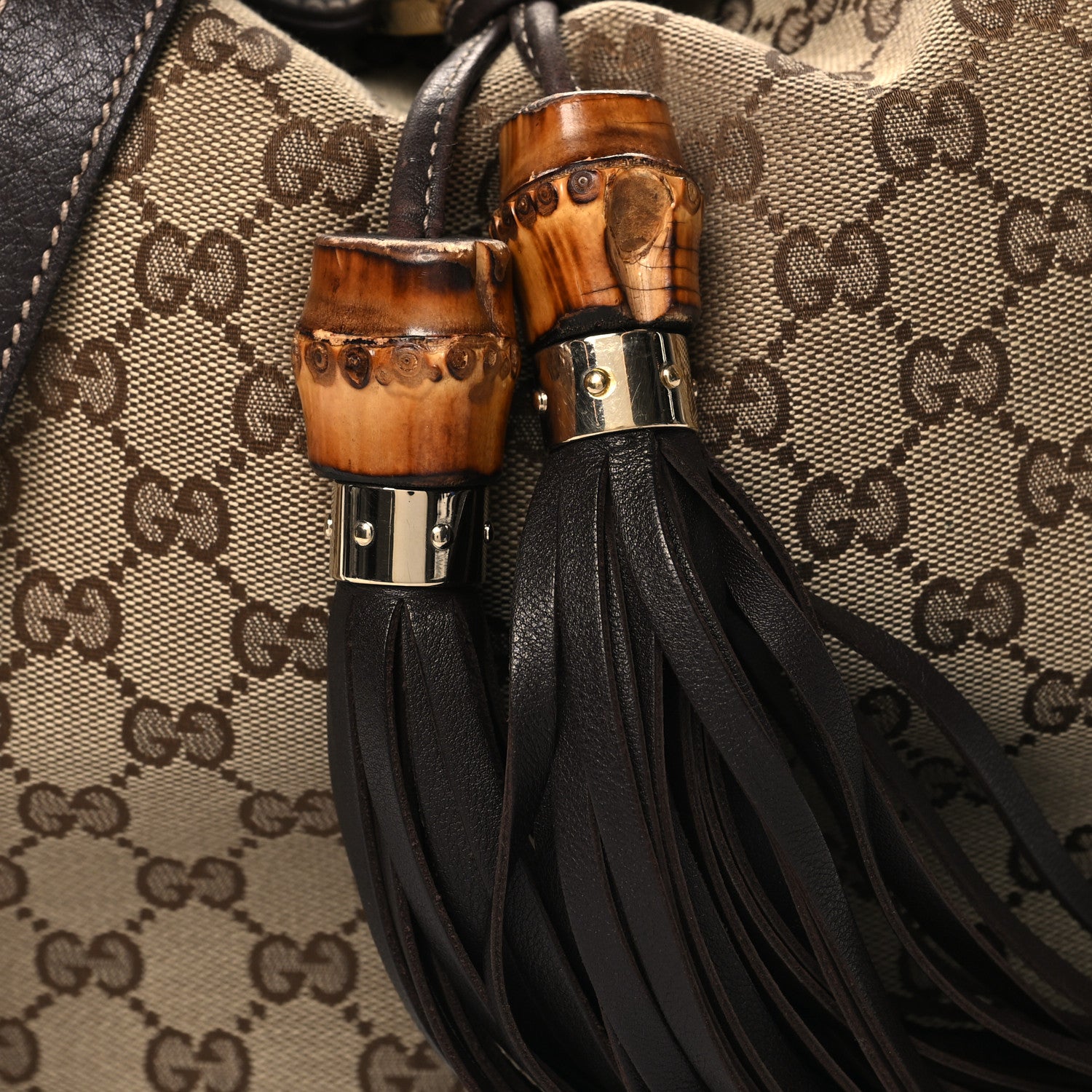 Gucci Monogram Medium Indy Top Handle Hobo Dark Brown 8 of 11