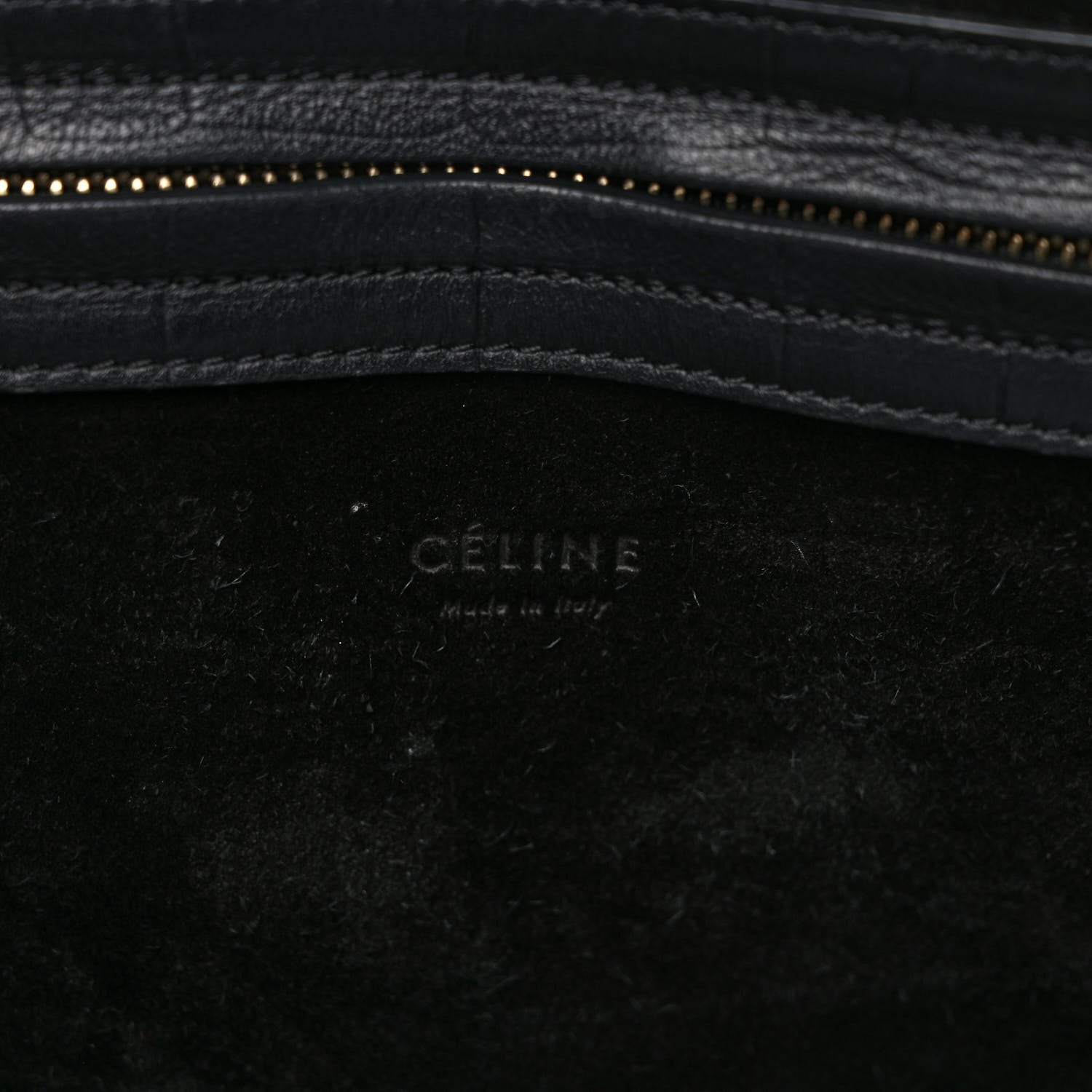 Celine Calfskin Crocodile Embossed Medium Phantom Luggage Black 10 of 10