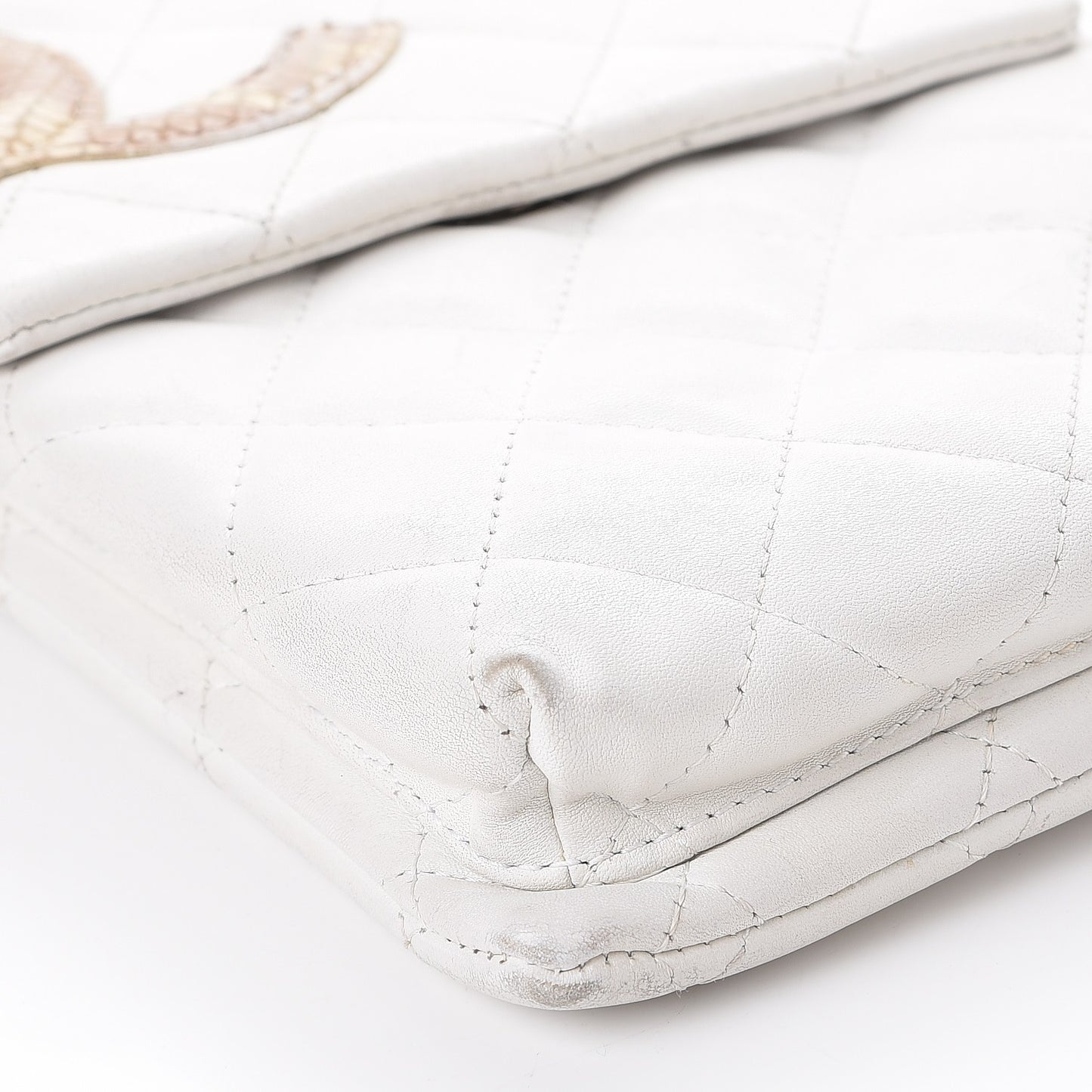 Calfskin Python Quilted Cambon Shoulder Bag White