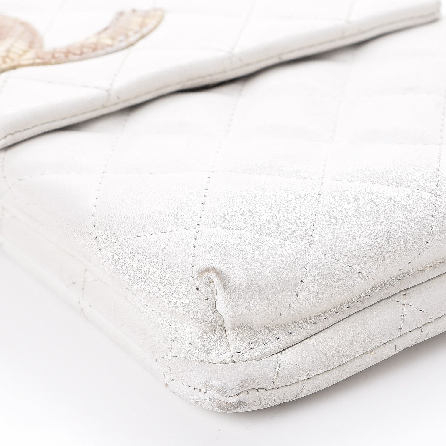 Chanel Calfskin Python Quilted Cambon Shoulder Bag White 6 of 10
