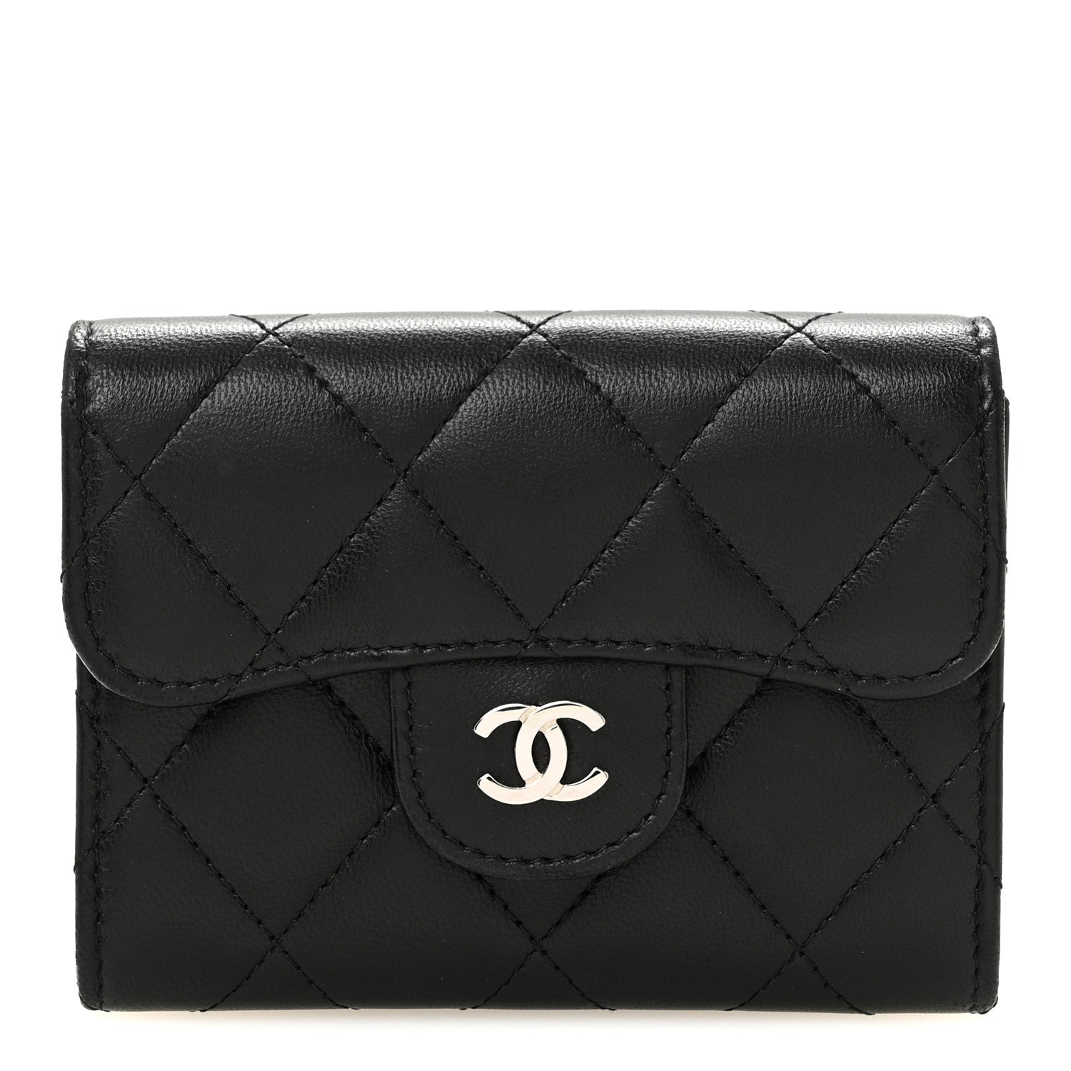 Chanel Lambskin Quilted Flap Card Holder Wallet Black 1 of 11