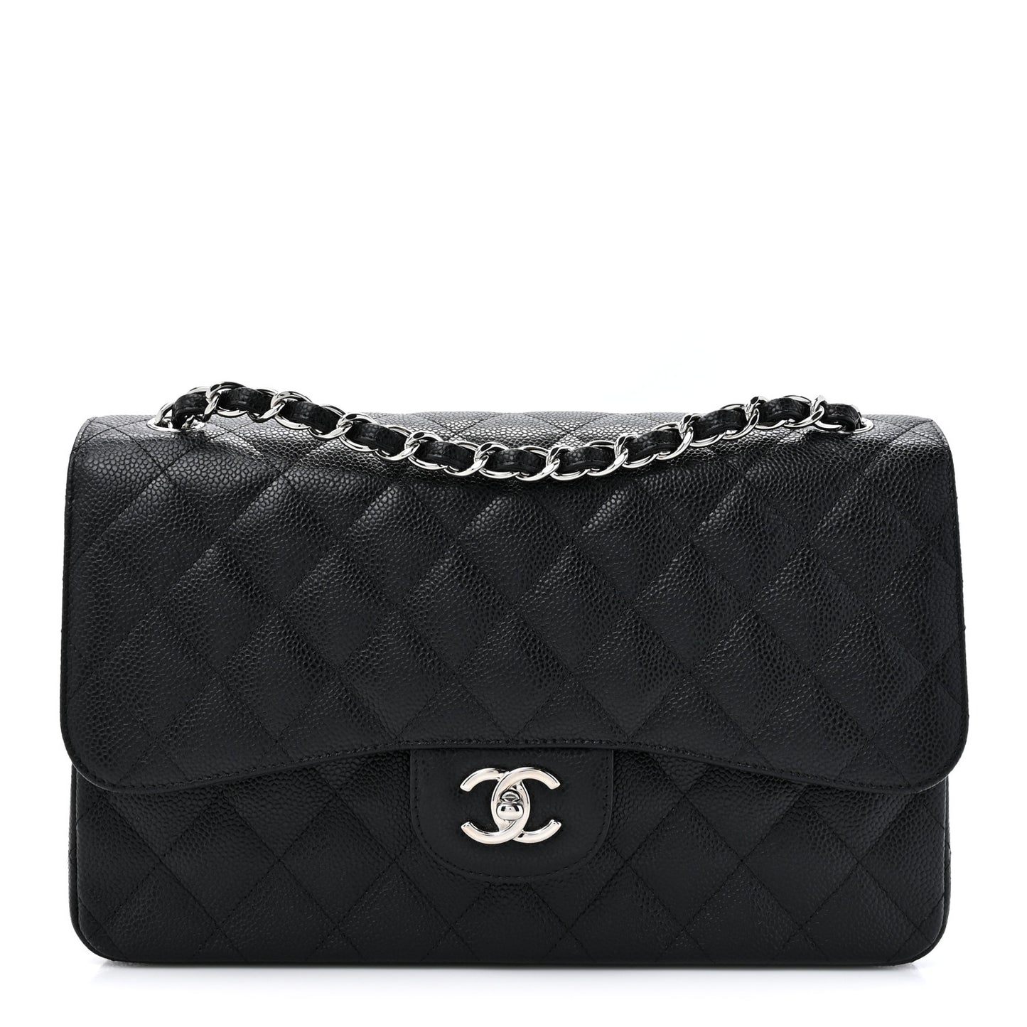 Caviar Quilted Jumbo Double Flap Black