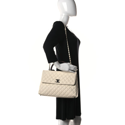 Chanel Caviar Lizard Quilted Medium Coco Handle Flap White 2 of 12