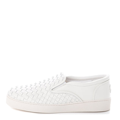Bottega Veneta Nappa Intrecciato Slip On Sneakers 38.5 White 1 of 7