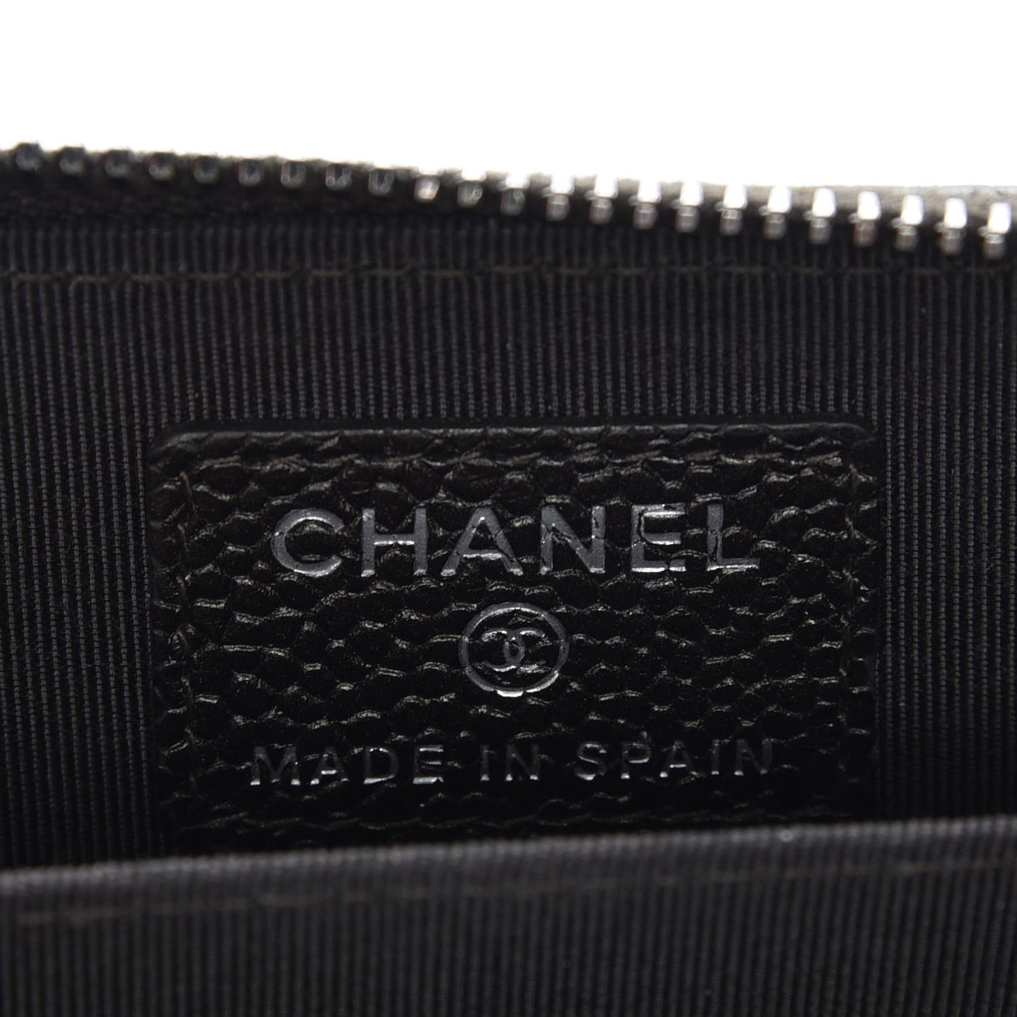 Metallic Caviar Quilted Zip Coin Purse Dark Charcoal
