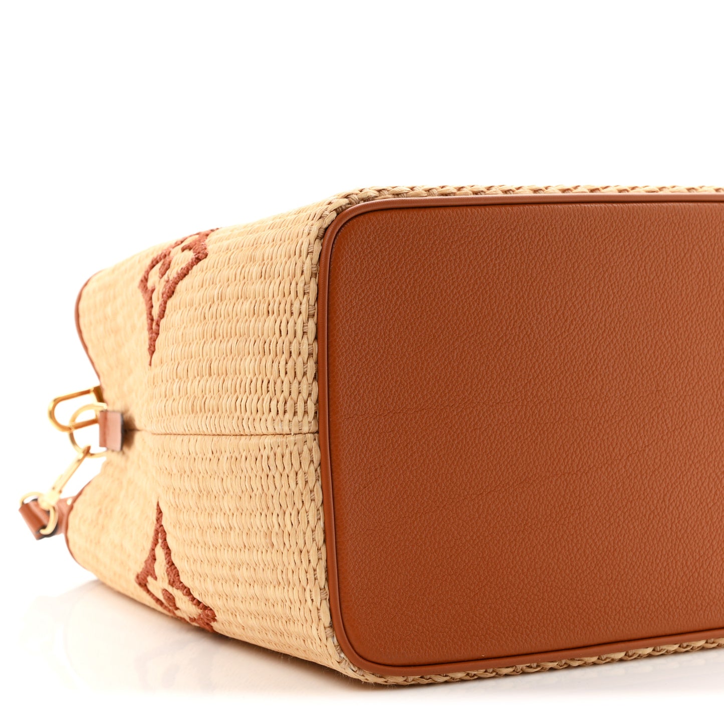 Raffia Calfskin Monogram Neonoe MM Tan