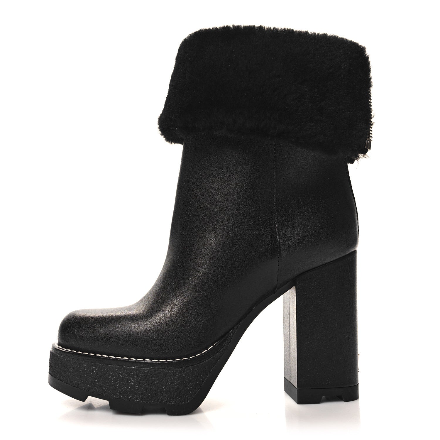 Louis Vuitton Calfskin Shearling Beaubourg Ankle Boots 37 Black 1 of 10