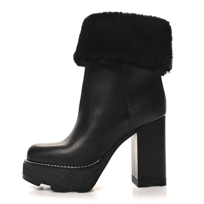 Louis Vuitton Calfskin Shearling Beaubourg Ankle Boots 37 Black 1 of 10