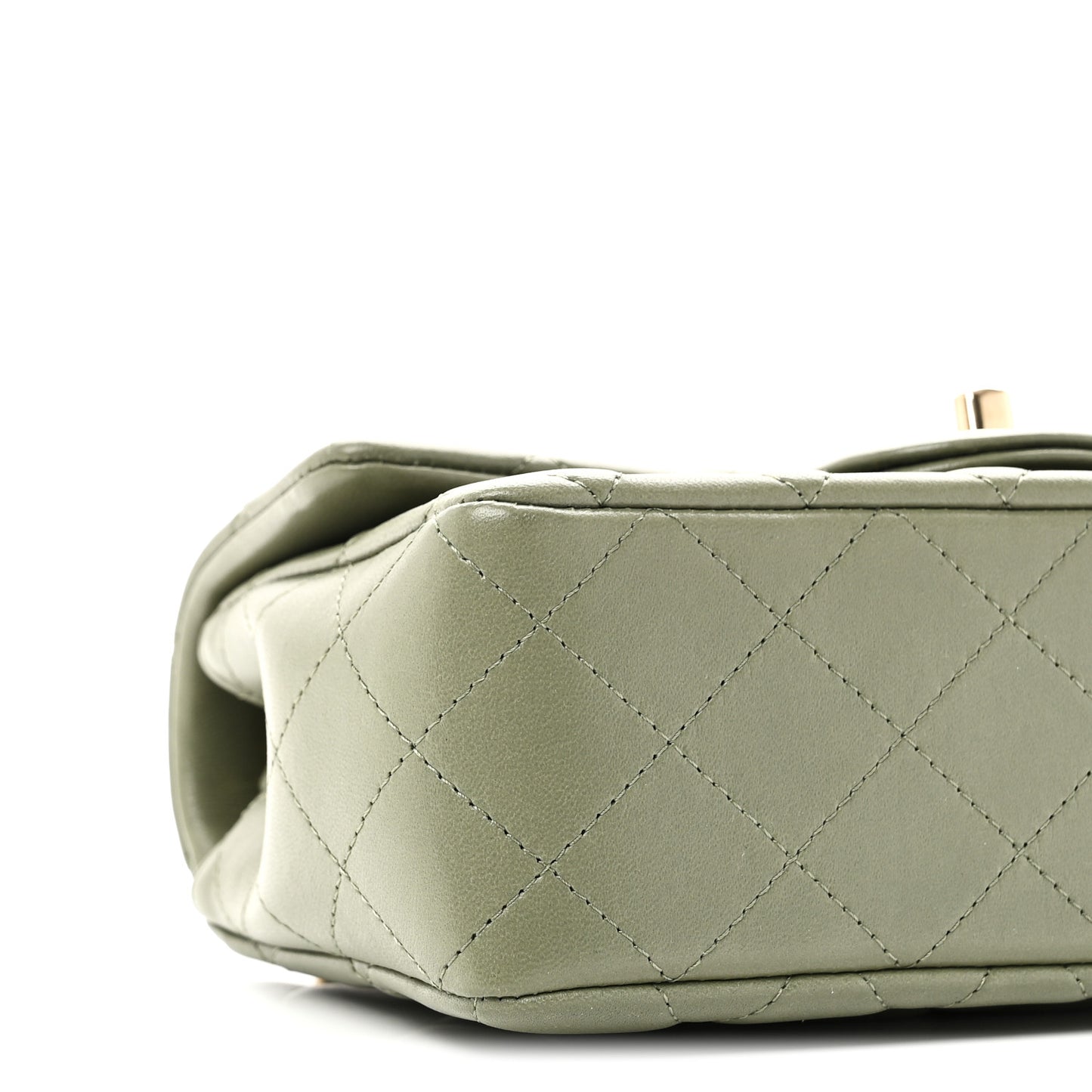 Lambskin Quilted Mini Rectangular Flap Green