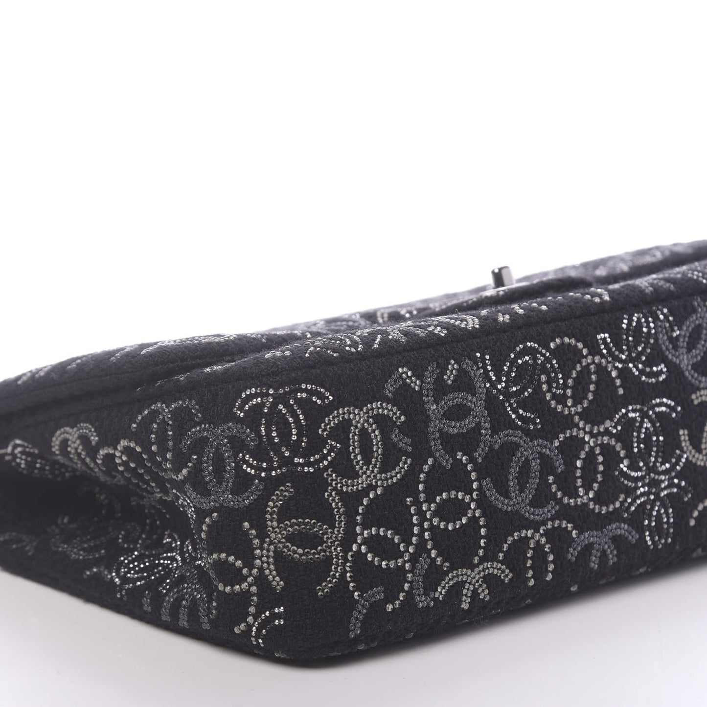 Tweed Strass Jumbo Pudong Flap Black