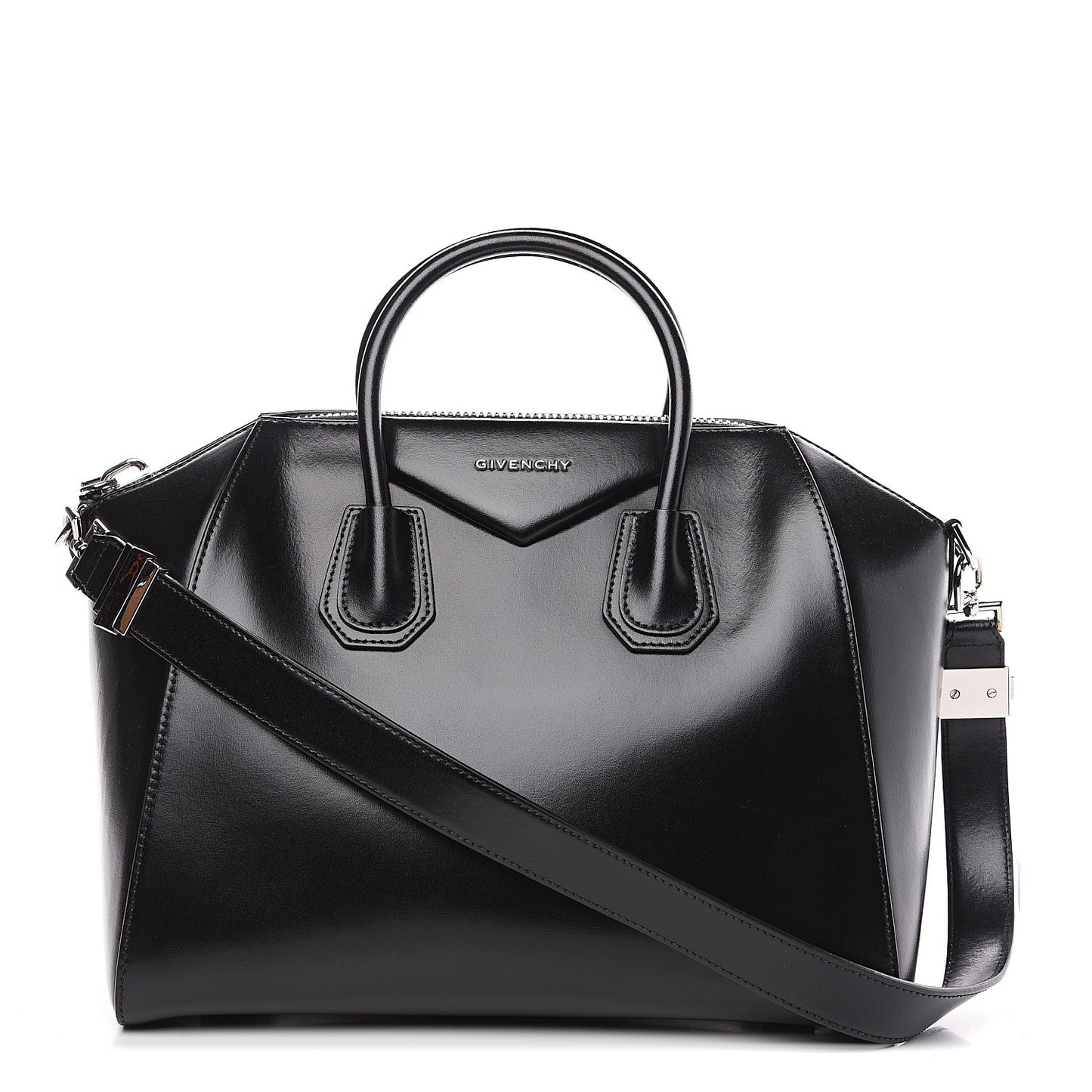 Shiny Lord Calfskin Medium Antigona Black